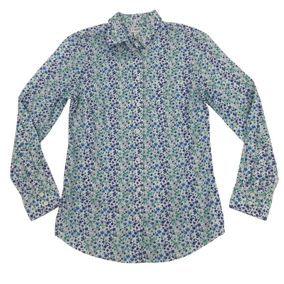 J. Crew Size XS Poplin Button Down Floral Print Long Sleeve Shirt NWT BT993 - Picture 1 of 11